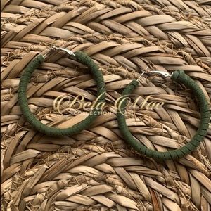 Lavish olive green hoop earrings